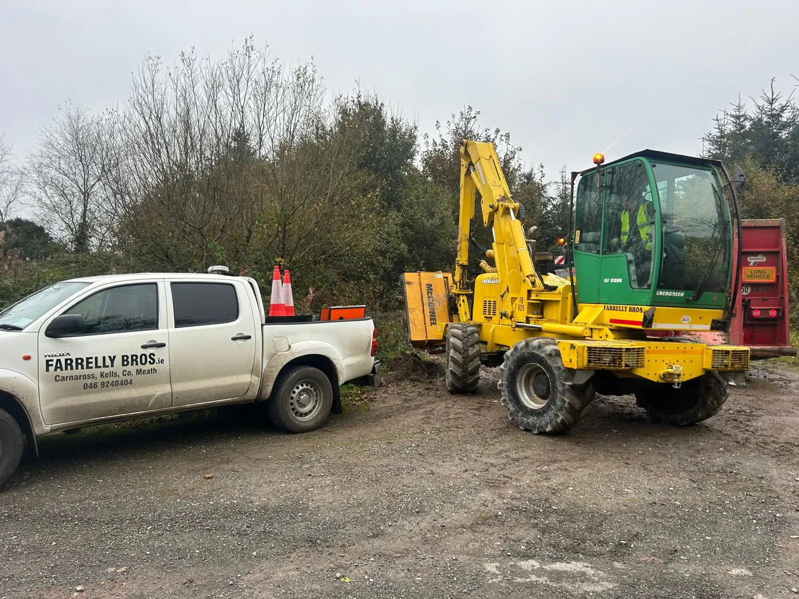 Flail hedge-cutter working along a site boundary.